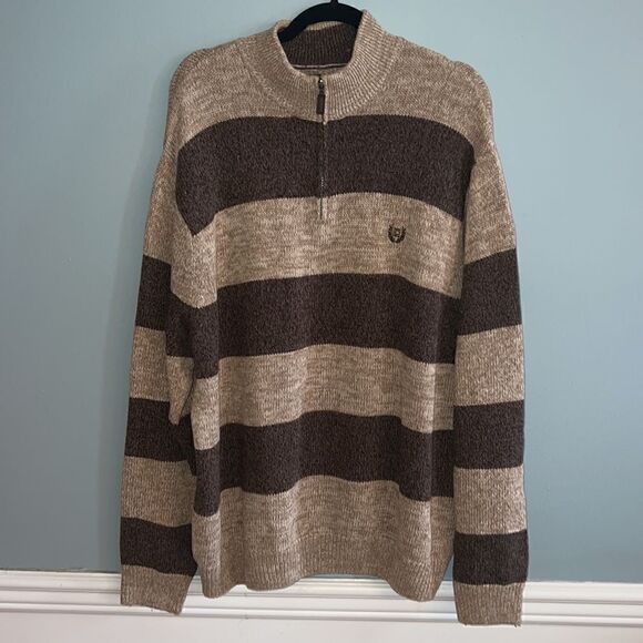 Men’s 2XL XXL Grandpa core half zip thick chunky striped sweater - Picture 2 of 10